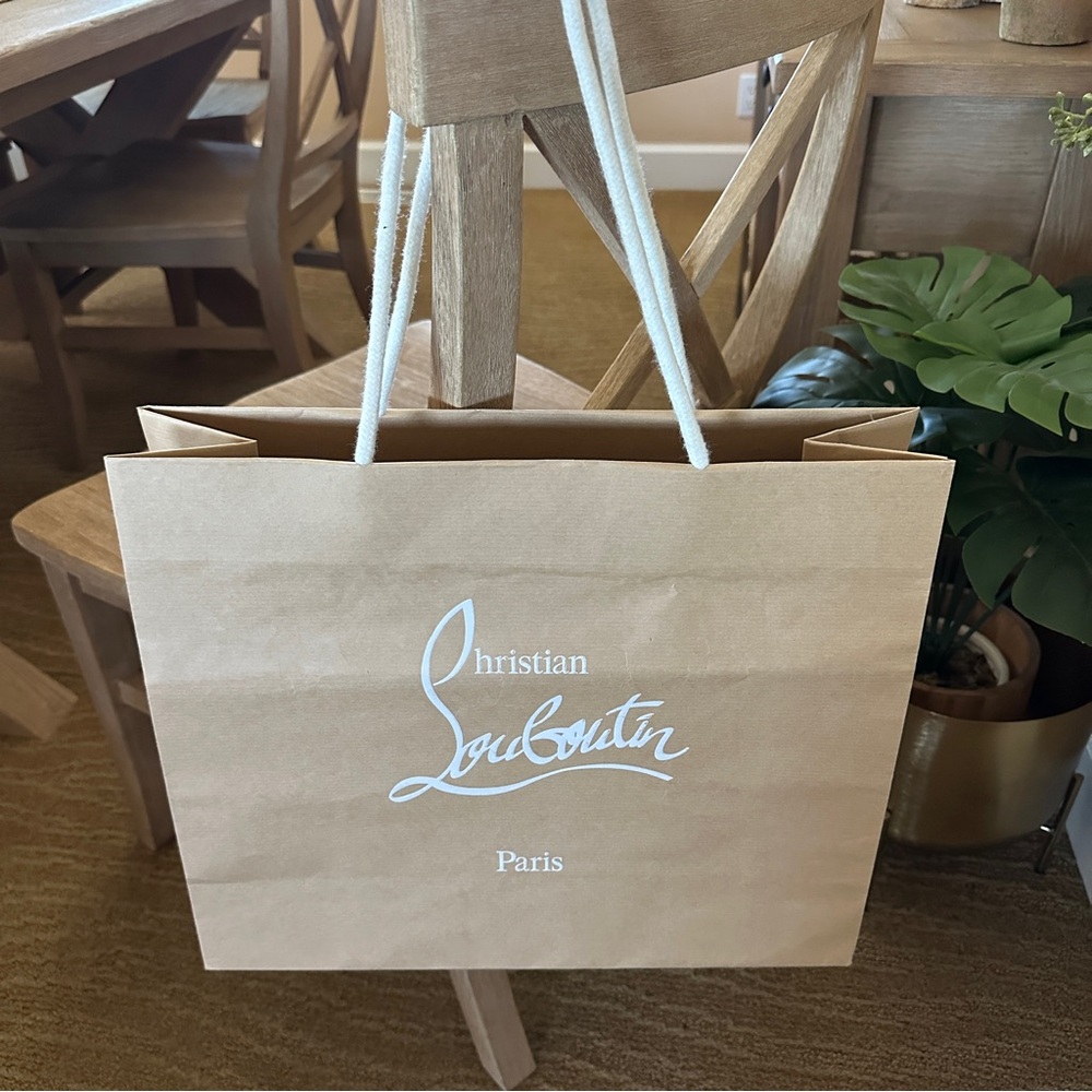 Christian Louboutin Beige Tote Gift Bag with White Logo